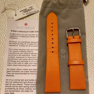 MICHELE 20MM Burnt Orange Saffiano  Leather Strap